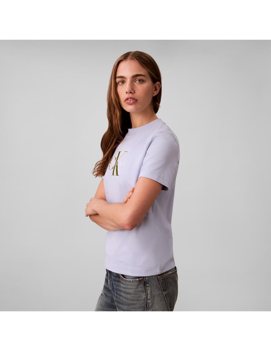 Playera manga corta Ck cuello redondo para mujer