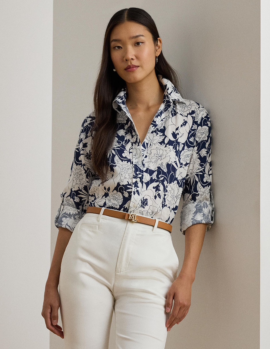 Blusa camisera Lauren Ralph Lauren manga larga para mujer