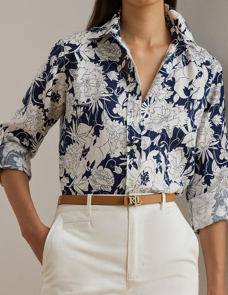 Blusa camisera Lauren Ralph Lauren manga larga para mujer
