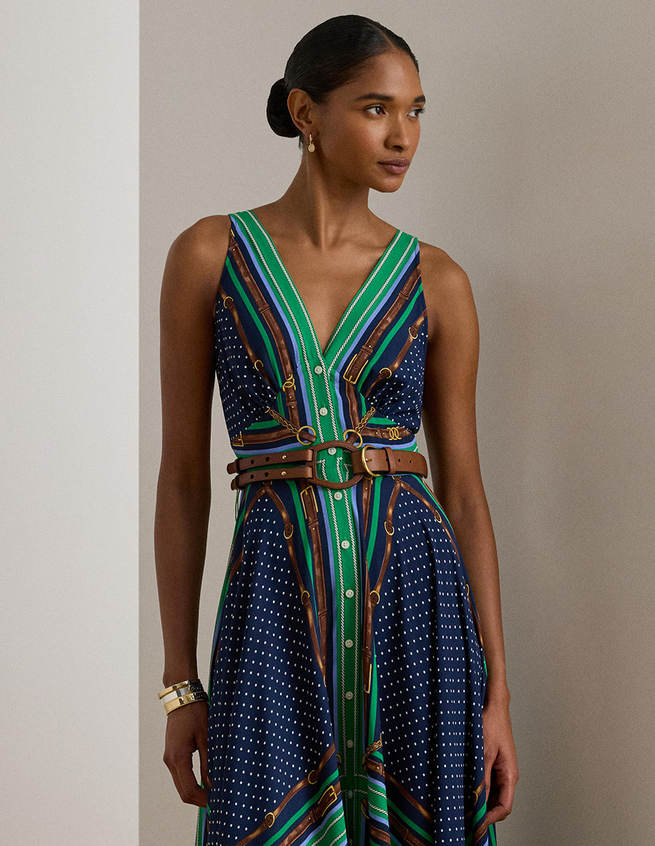 Vestido largo de fiesta Lauren Ralph Lauren escote V