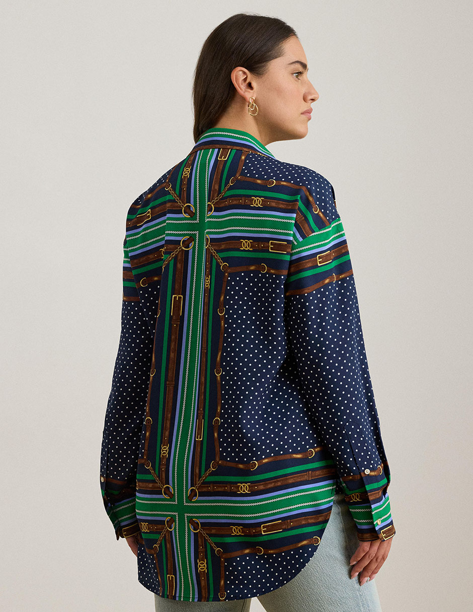 Blusa camisera Lauren Plus manga larga para mujer