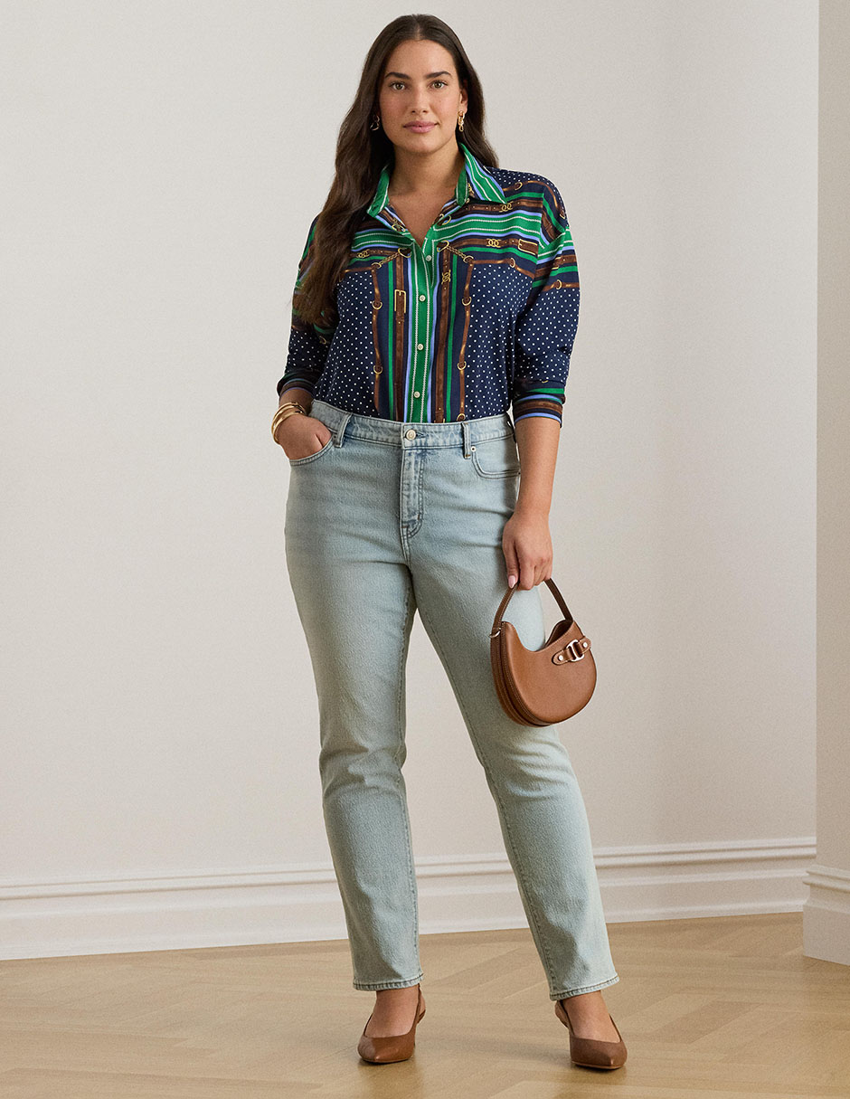 Blusa camisera Lauren Plus manga larga para mujer