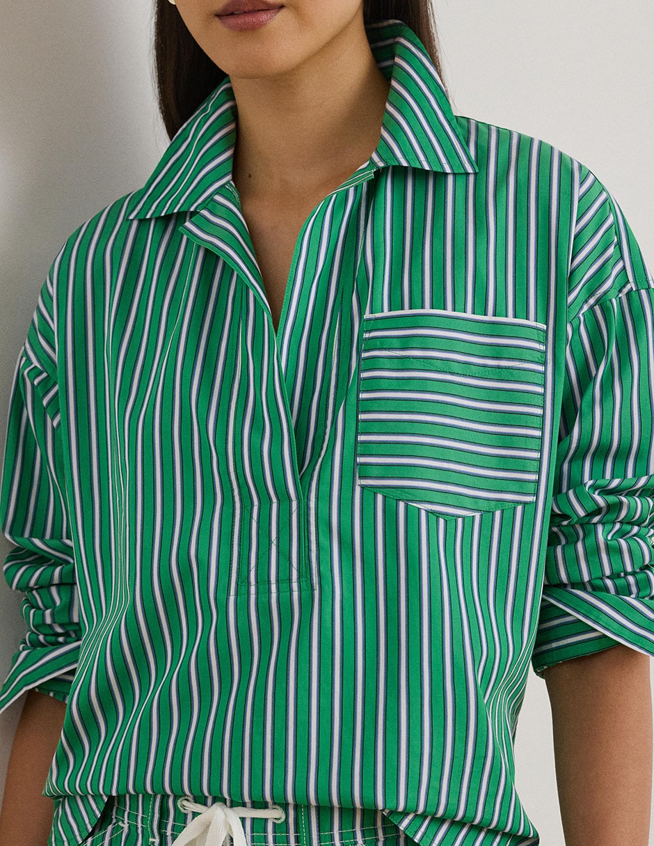 Blusa camisera Lauren Ralph Lauren manga larga para mujer