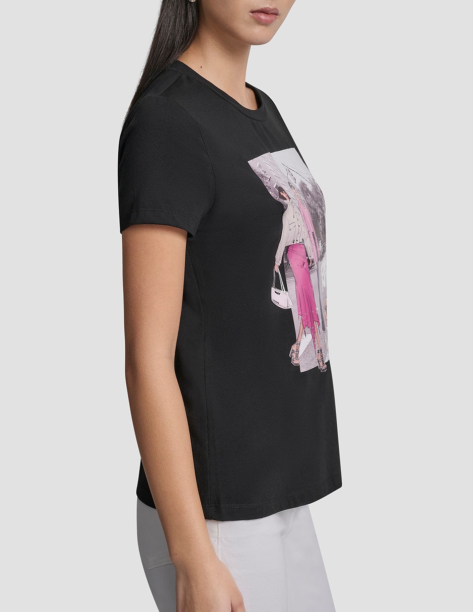 Playera manga corta Dkny cuello redondo para mujer
