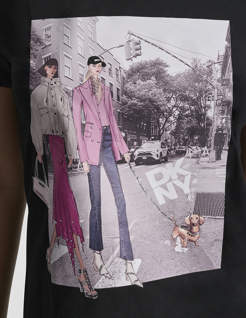 Playera manga corta Dkny cuello redondo para mujer