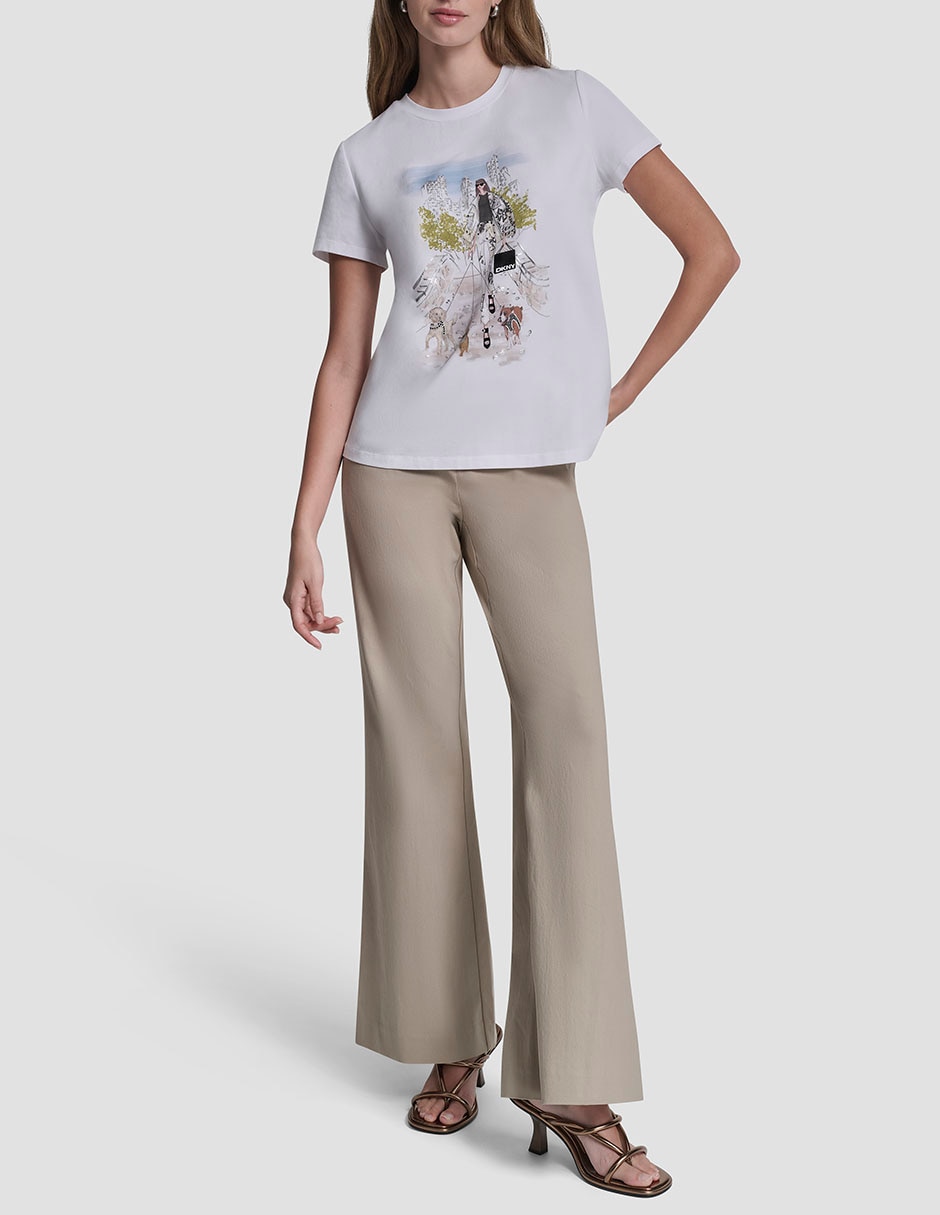 Playera manga corta Dkny cuello redondo para mujer