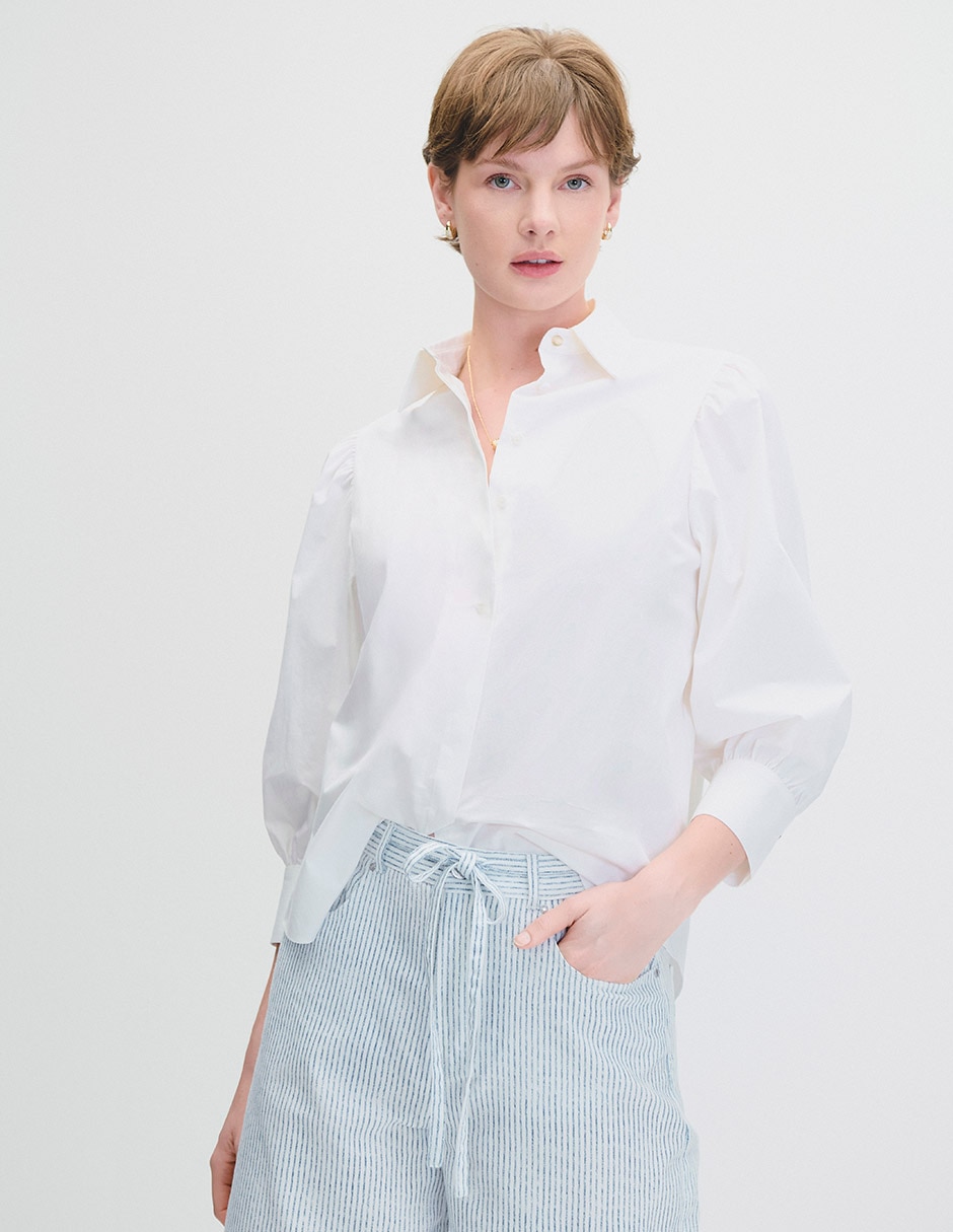 Blusa camisera manga 3/4 para mujer