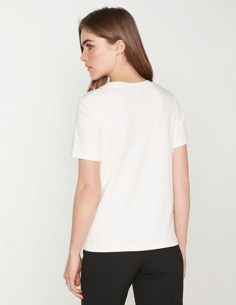 Playera manga corta Maison 123 cuello v para mujer