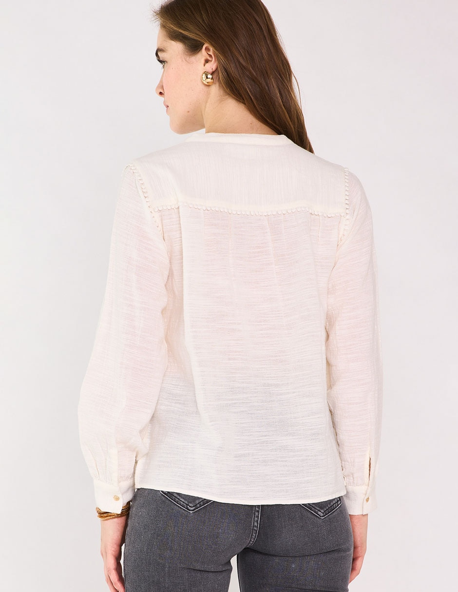 Blusa camisera manga larga para mujer 5