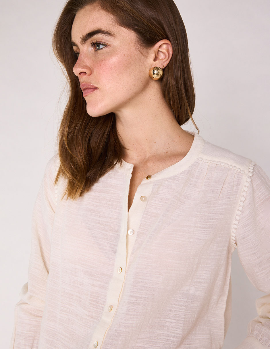 Blusa camisera manga larga para mujer 6