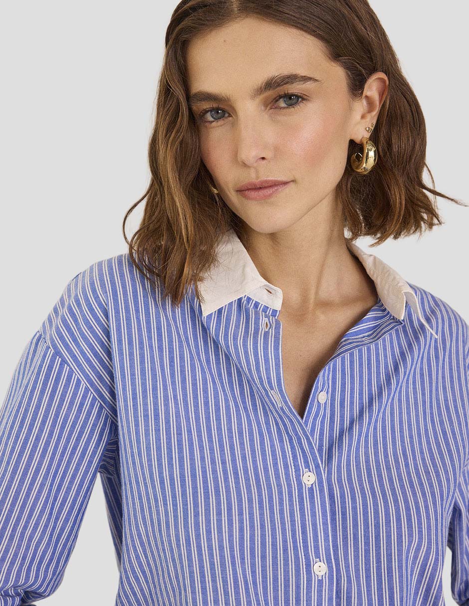 Blusa camisera manga larga para mujer 1