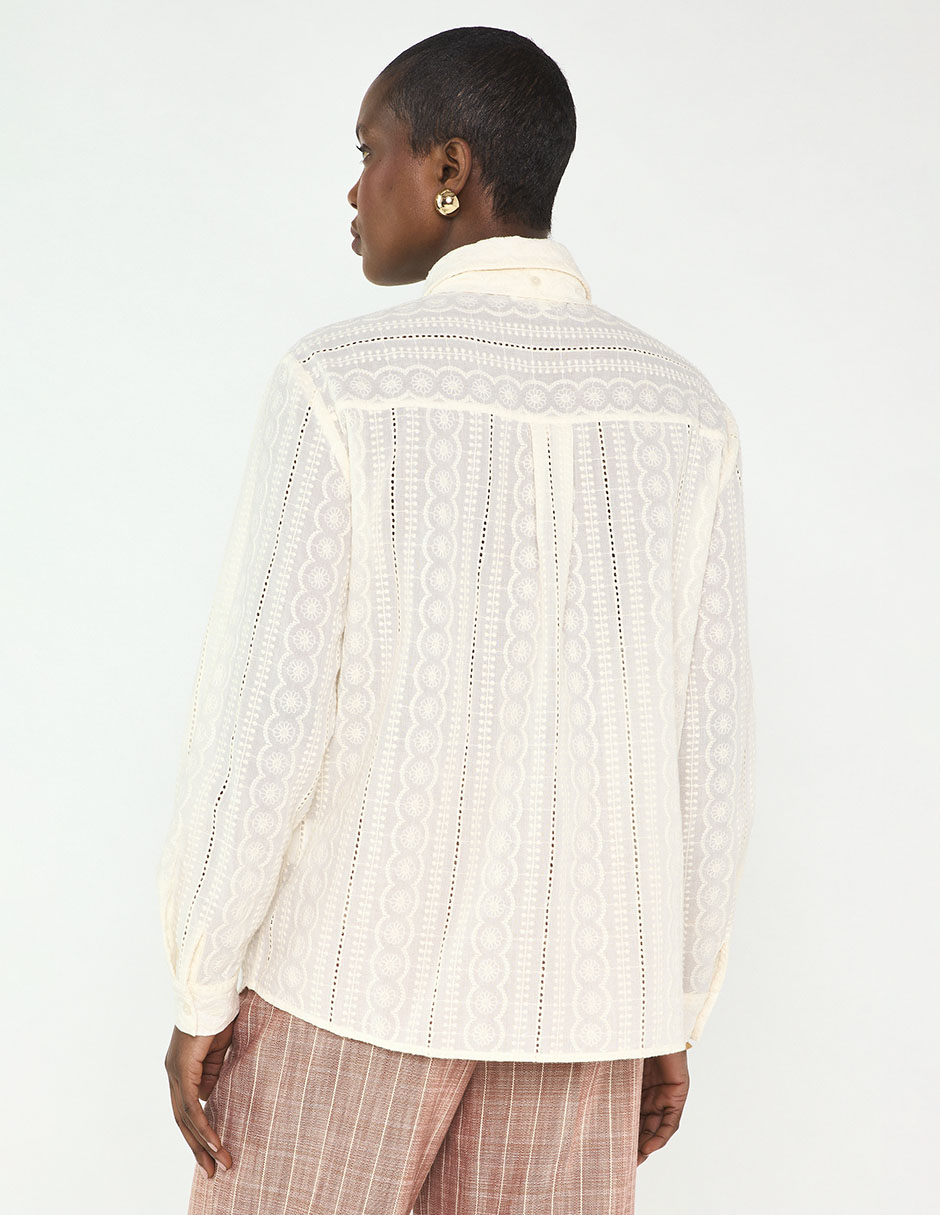 Blusa camisera Maison 123 manga larga para mujer