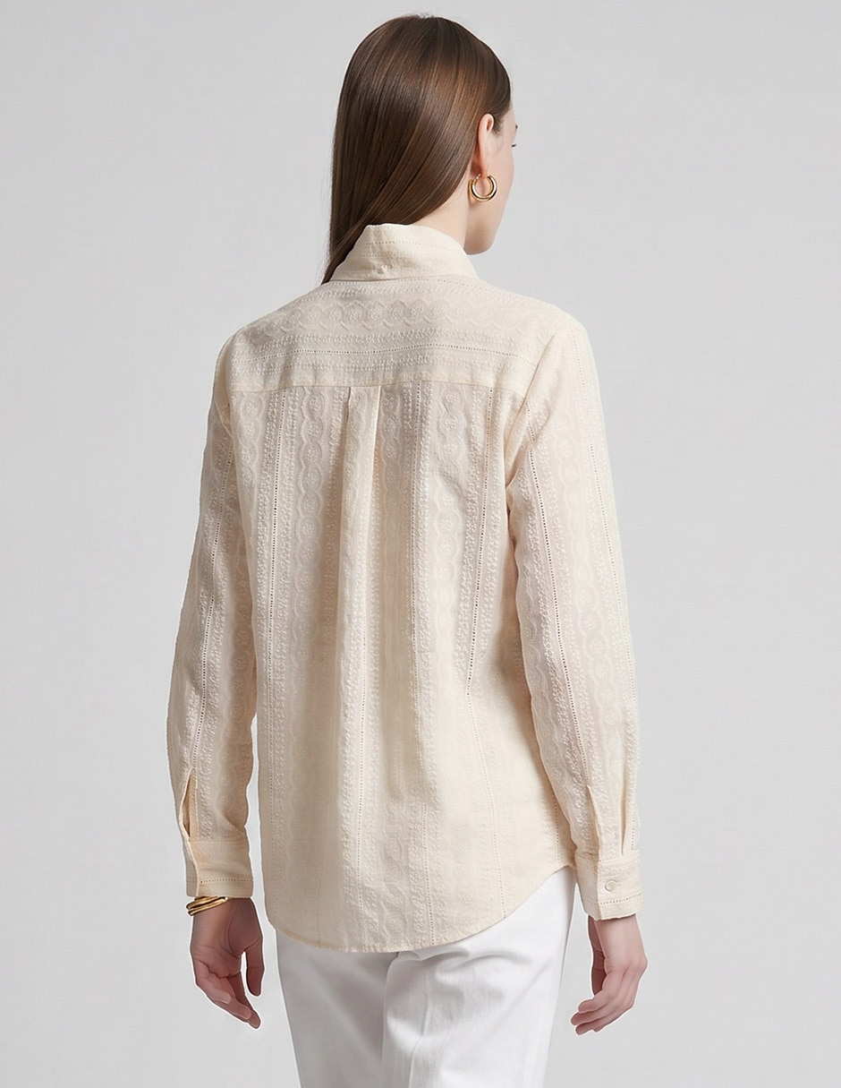 Blusa camisera Maison 123 manga larga para mujer