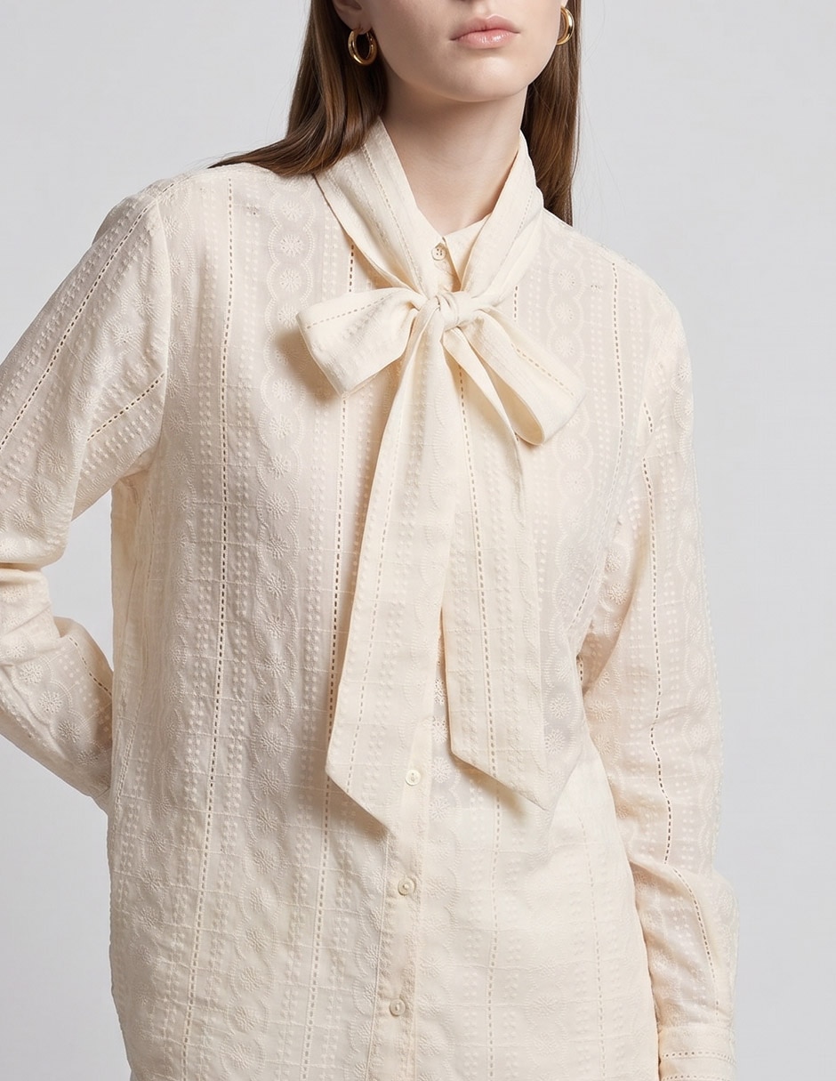 Blusa camisera Maison 123 manga larga para mujer