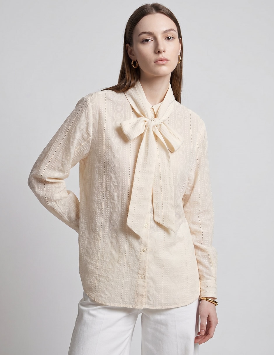 Blusa camisera manga larga para mujer
