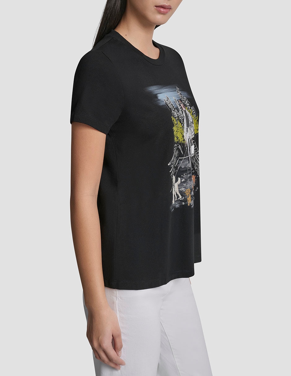 Playera manga corta Dkny cuello redondo para mujer 3