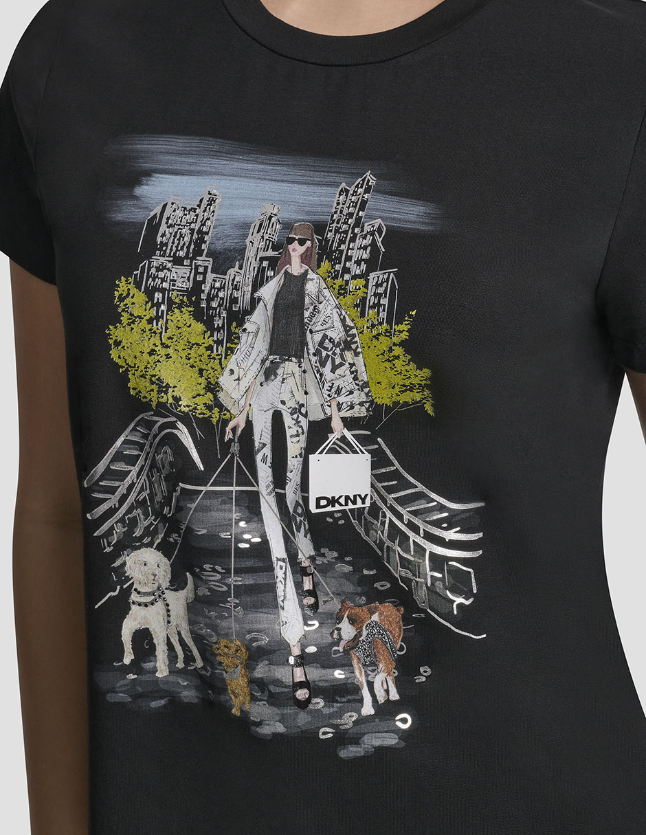 Playera manga corta Dkny cuello redondo para mujer 4