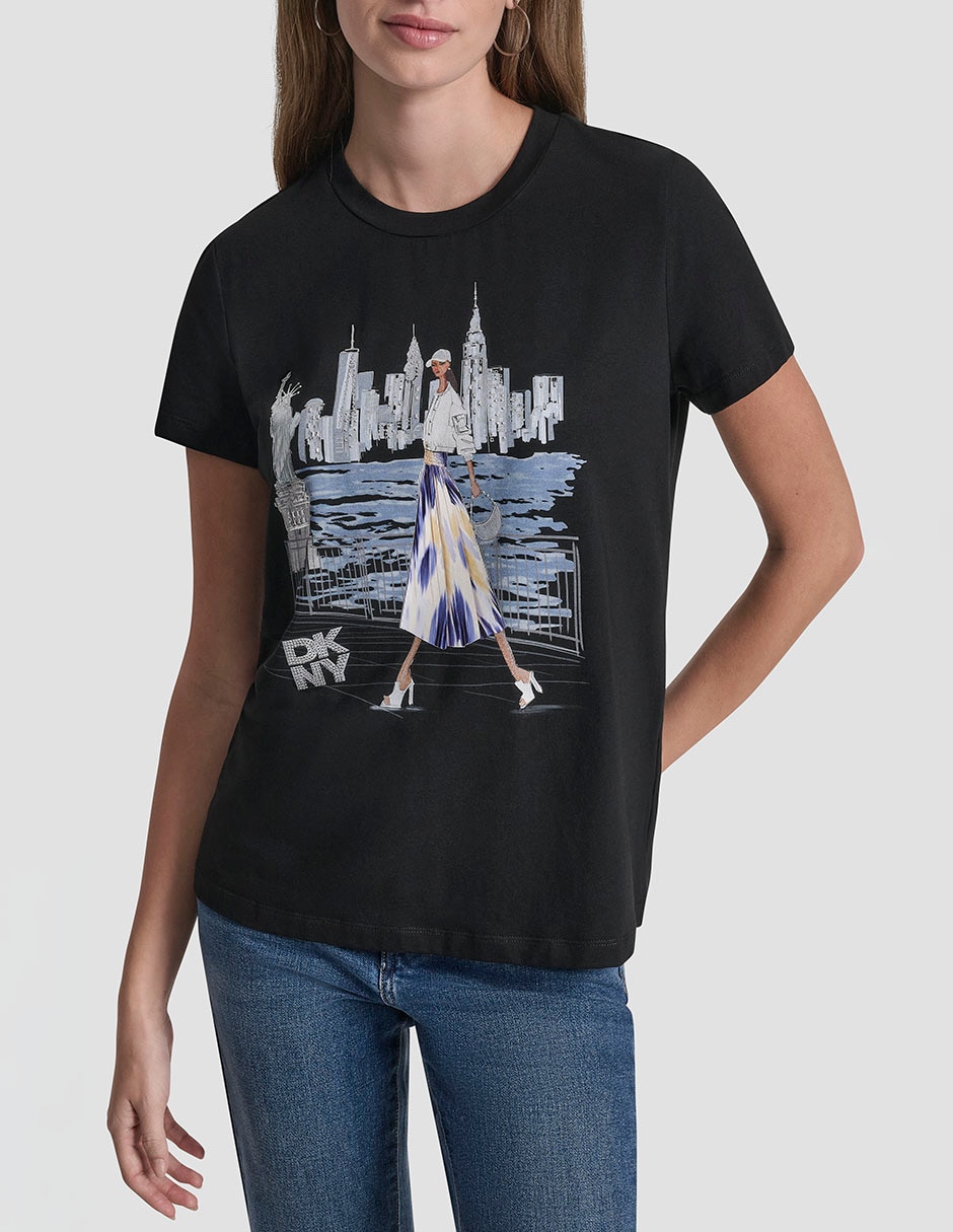 Playera manga corta cuello redondo para mujer
