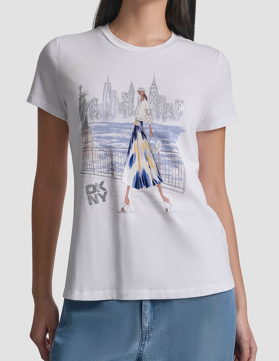 Playera manga corta cuello redondo para mujer