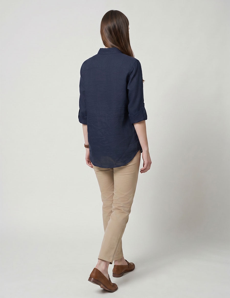 Blusa camisera Lauren Petite manga larga para mujer