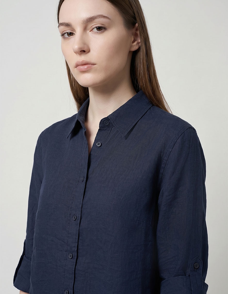 Blusa camisera Lauren Petite manga larga para mujer