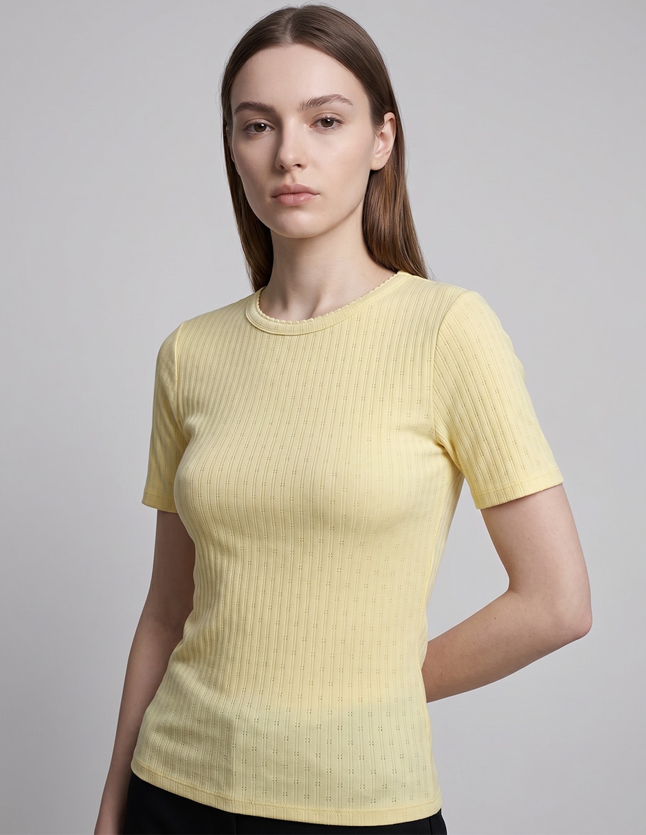 Playera manga corta cuello redondo para mujer Playera manga corta cuello redondo para mujer