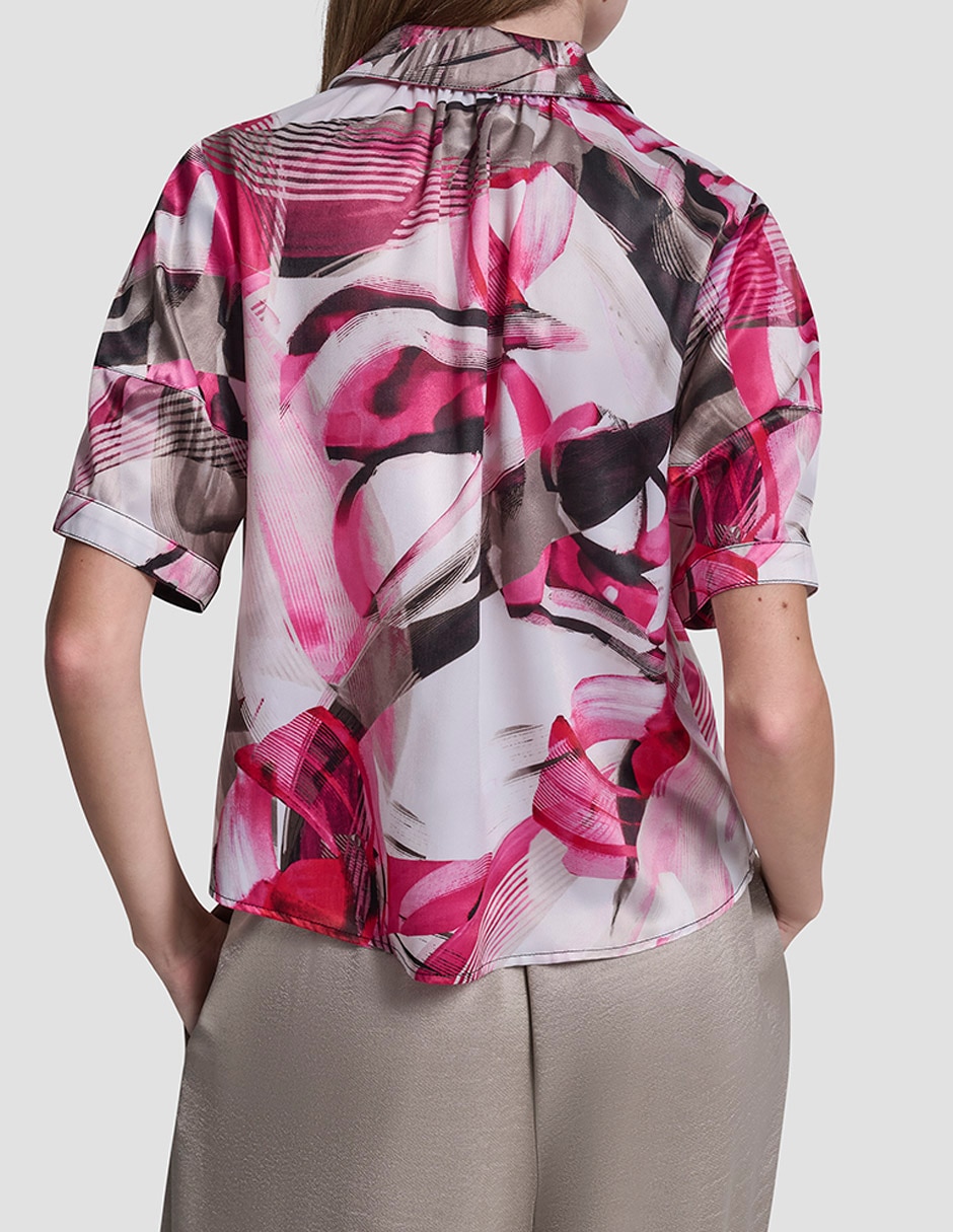 Blusa camisera Dkny manga corta para mujer