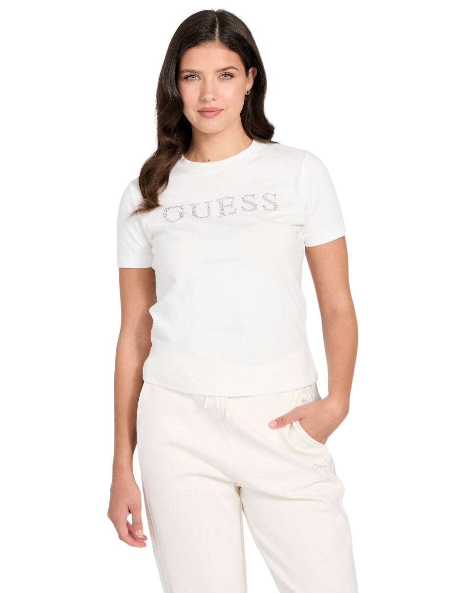 Playera manga corta cuello redondo para mujer