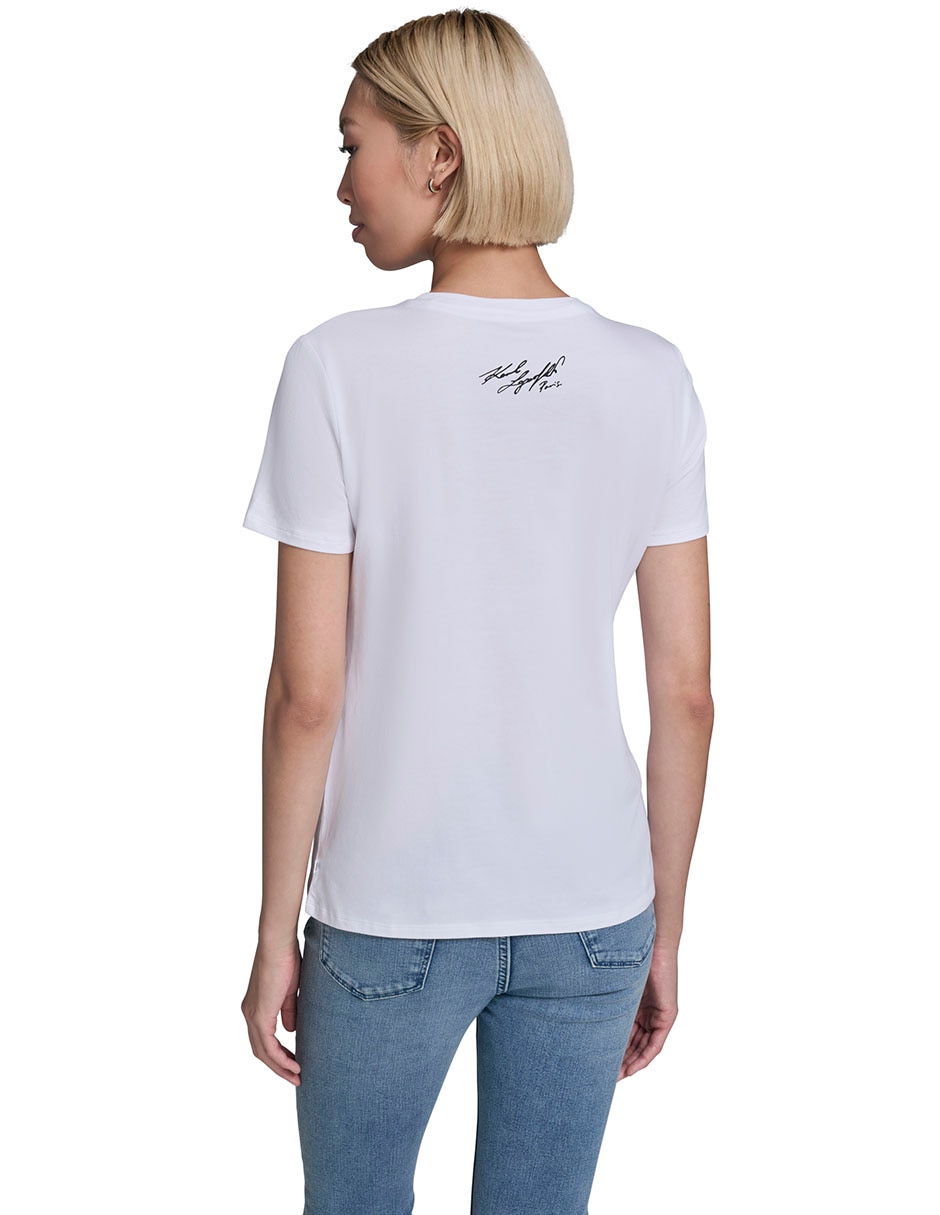 Playera manga corta Karl Lagerfeld Paris cuello redondo para mujer