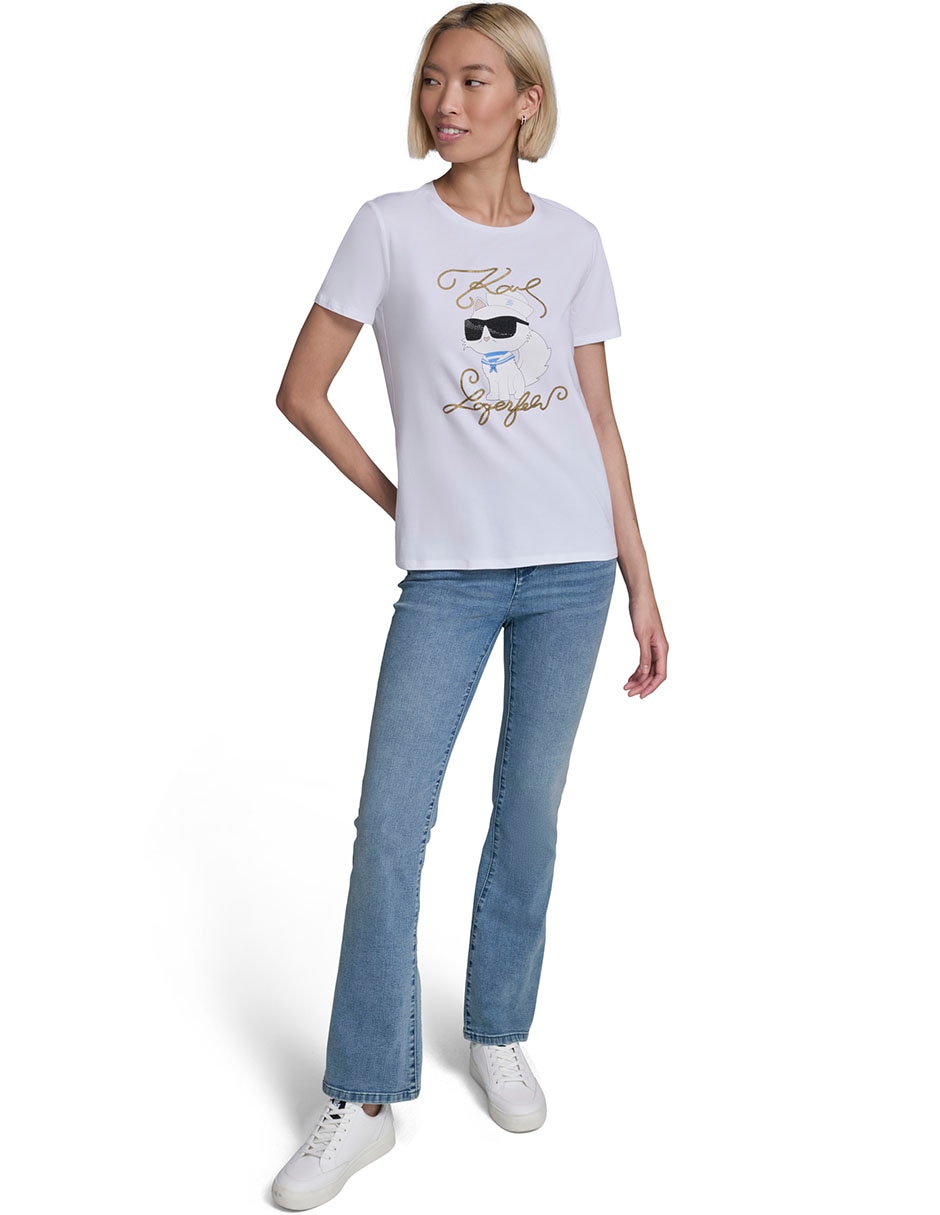Playera manga corta Karl Lagerfeld Paris cuello redondo para mujer