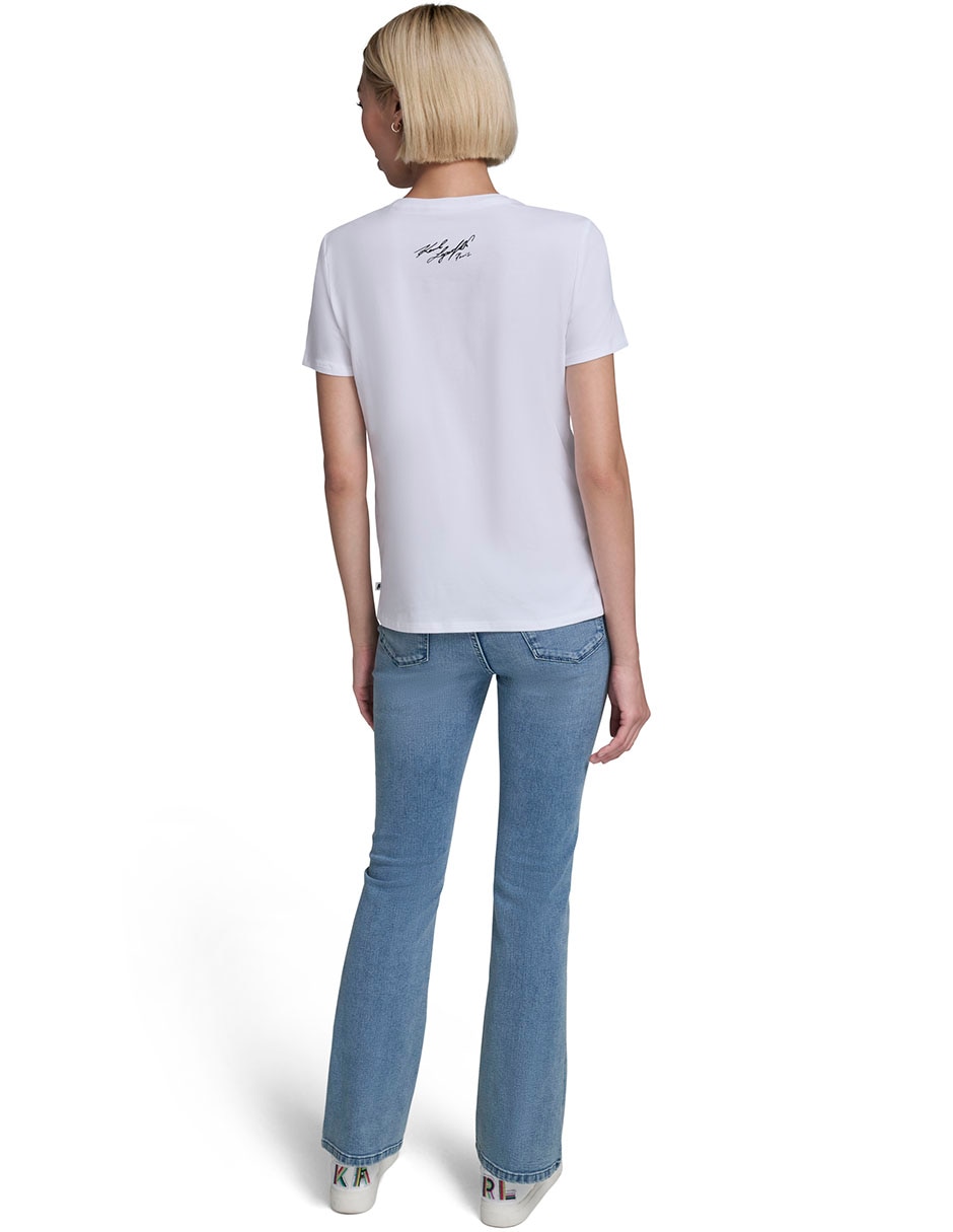 Playera manga corta Karl Lagerfeld Paris cuello redondo para mujer