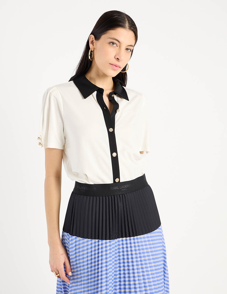Blusa camisera manga corta para mujer 1