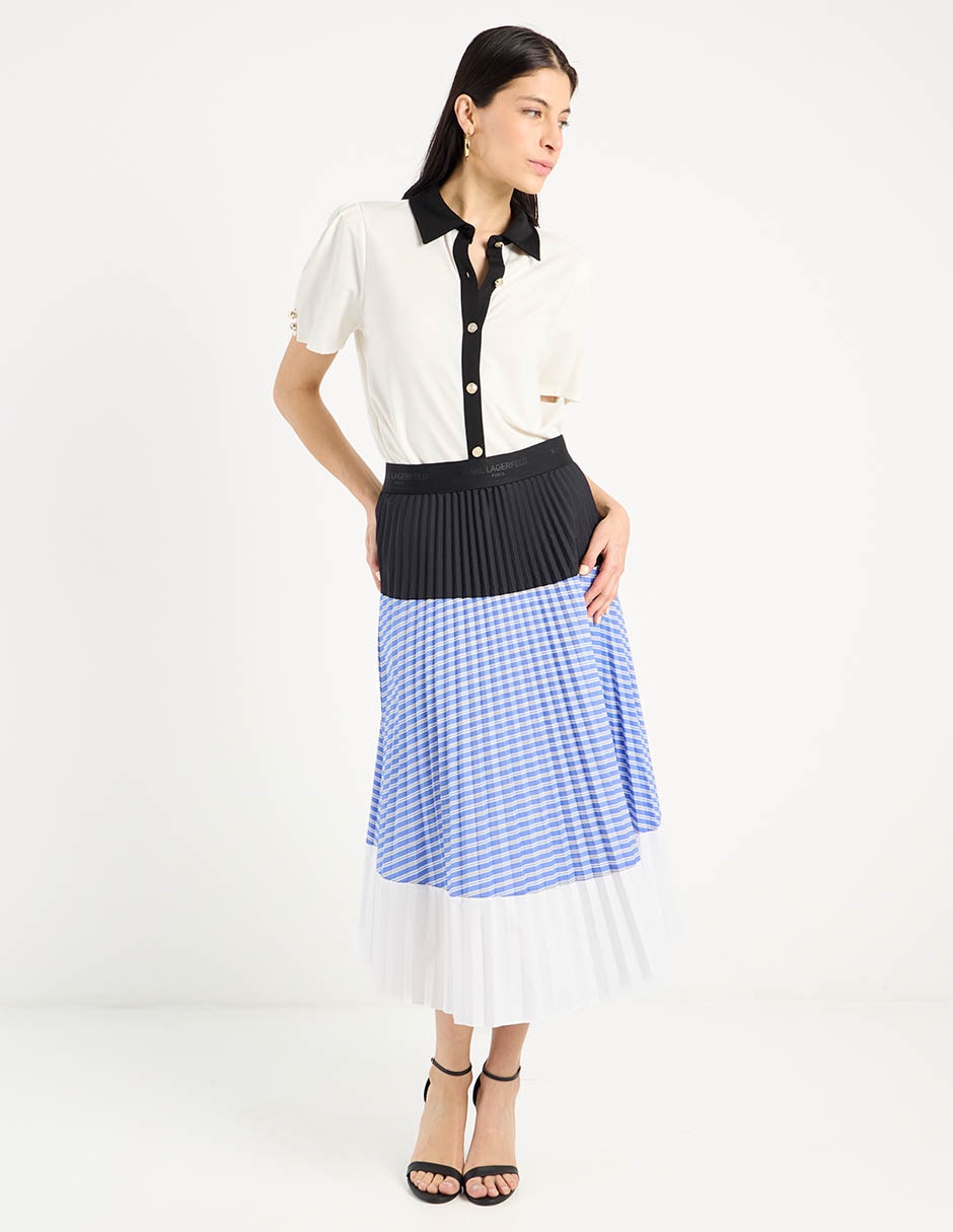 Blusa camisera manga corta para mujer 7