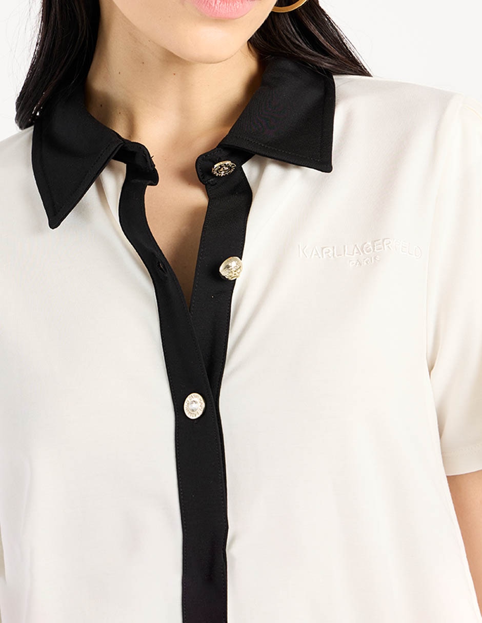 Blusa camisera manga corta para mujer 9