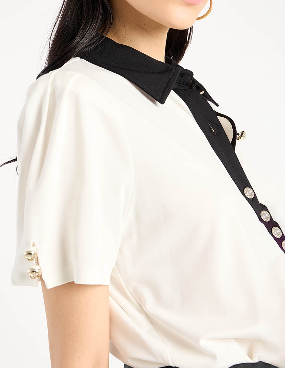 Blusa camisera manga corta para mujer 10