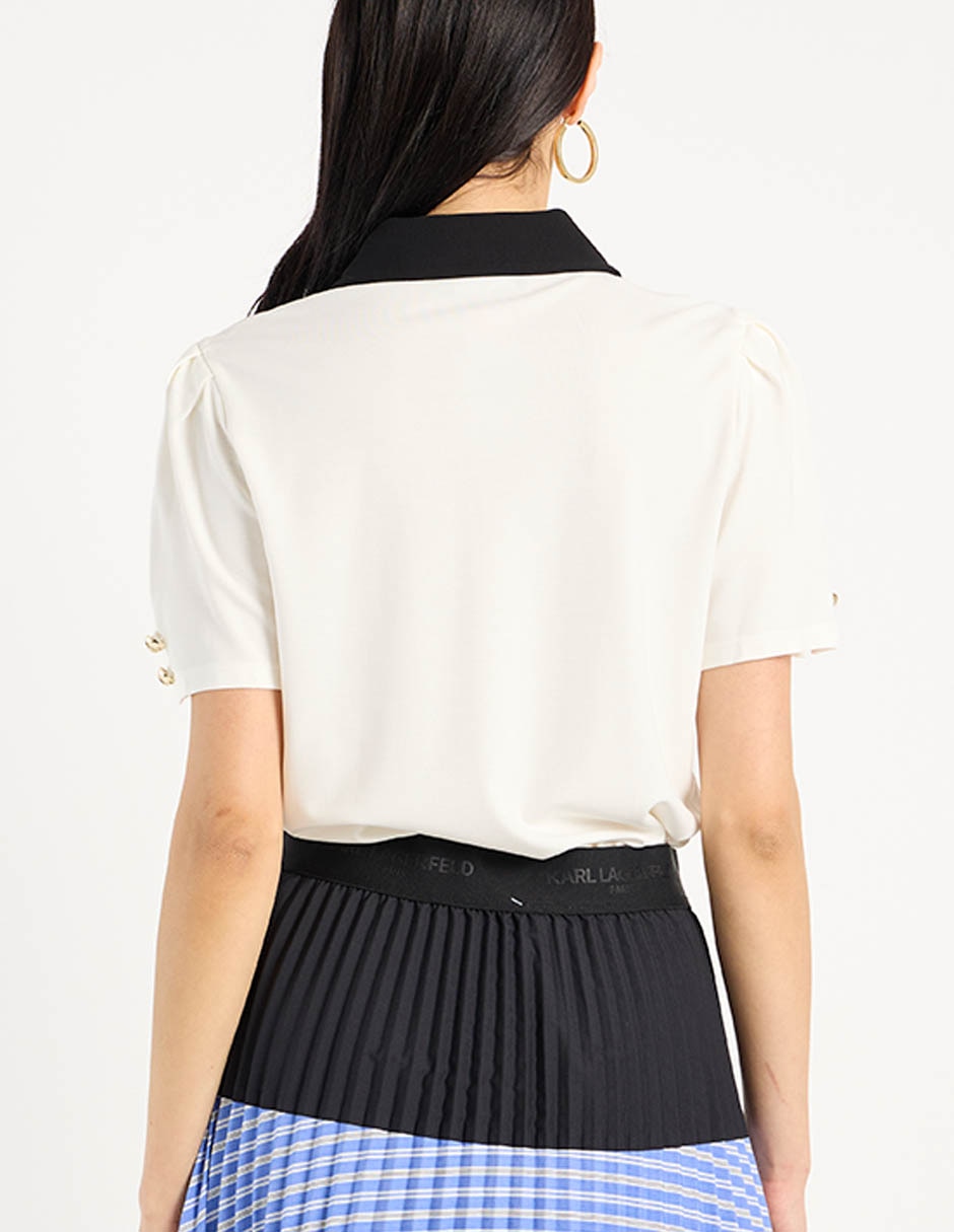 Blusa camisera manga corta para mujer 11