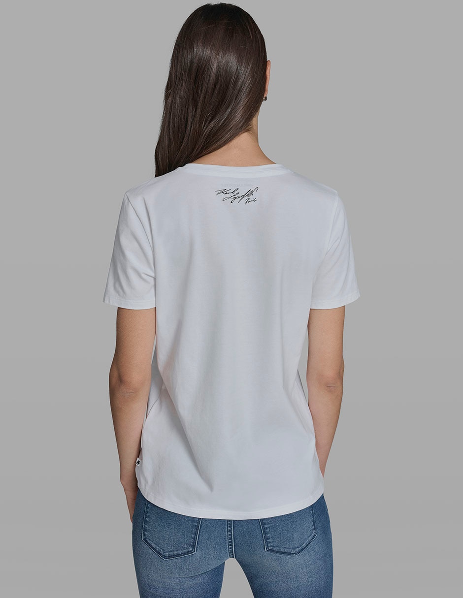 Playera manga corta Karl Lagerfeld Paris cuello redondo para mujer
