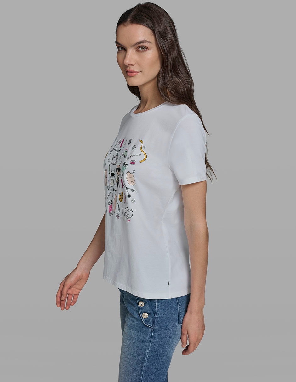 Playera manga corta Karl Lagerfeld Paris cuello redondo para mujer