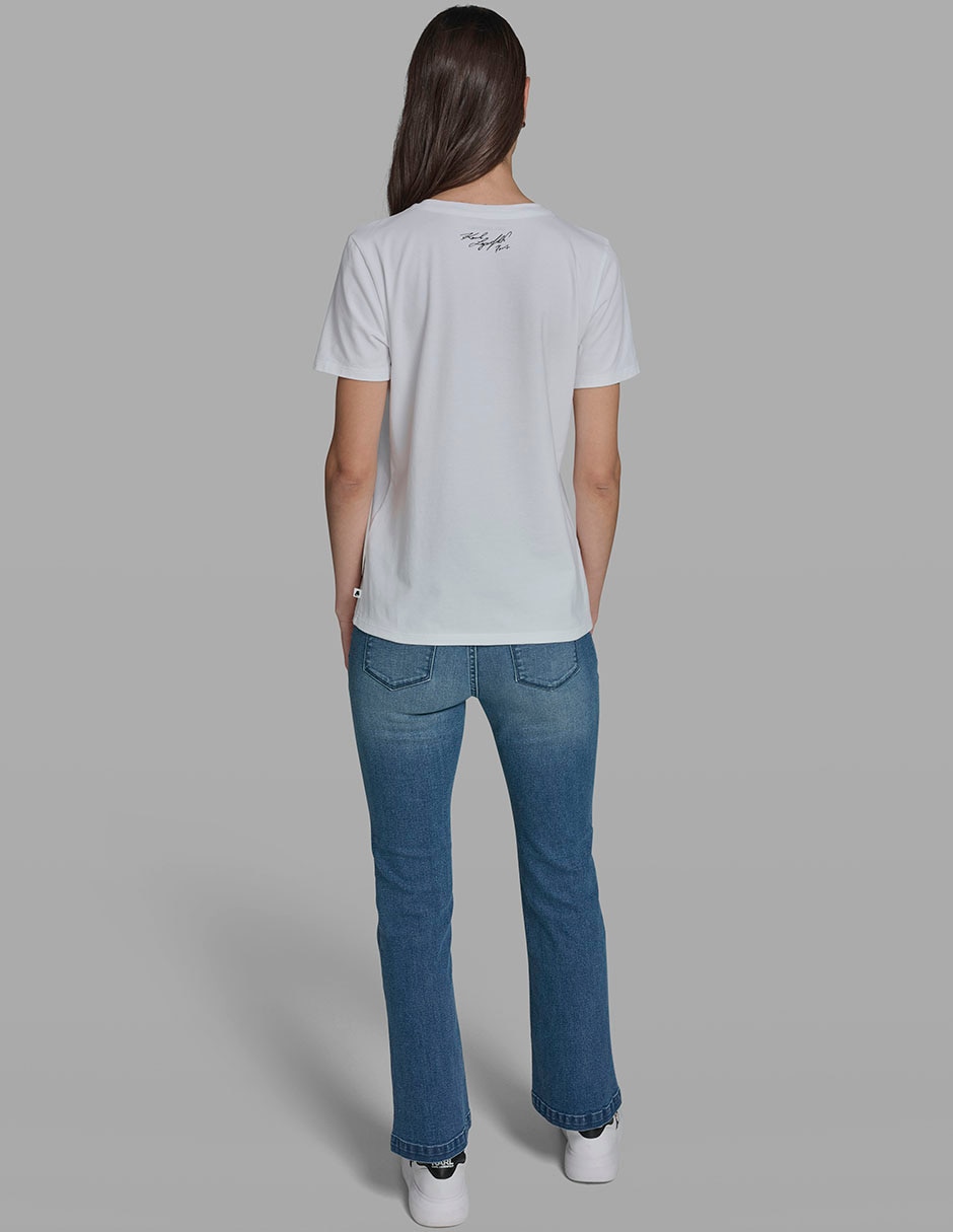 Playera manga corta Karl Lagerfeld Paris cuello redondo para mujer