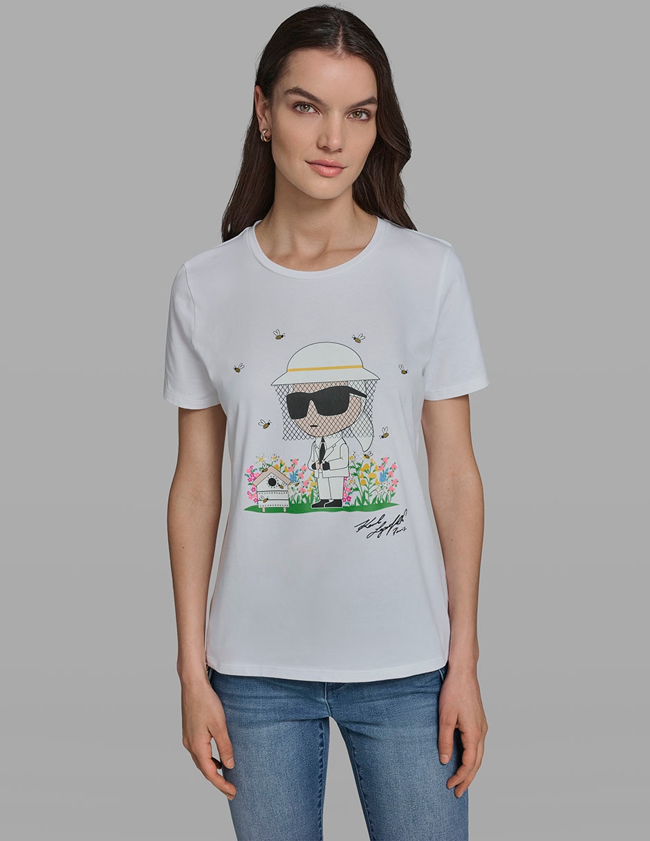 Playera manga corta Karl Lagerfeld Paris cuello redondo para mujer