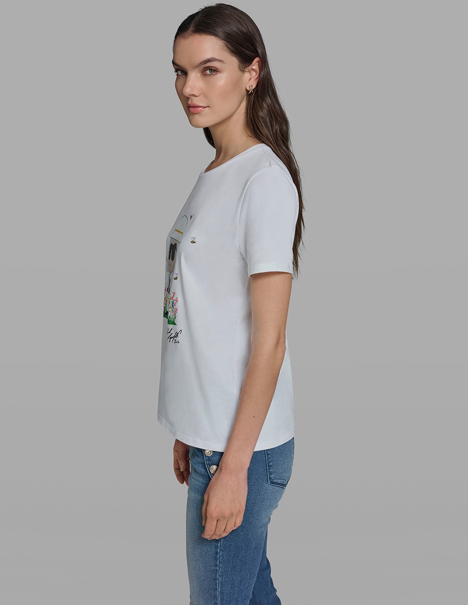 Playera manga corta Karl Lagerfeld Paris cuello redondo para mujer