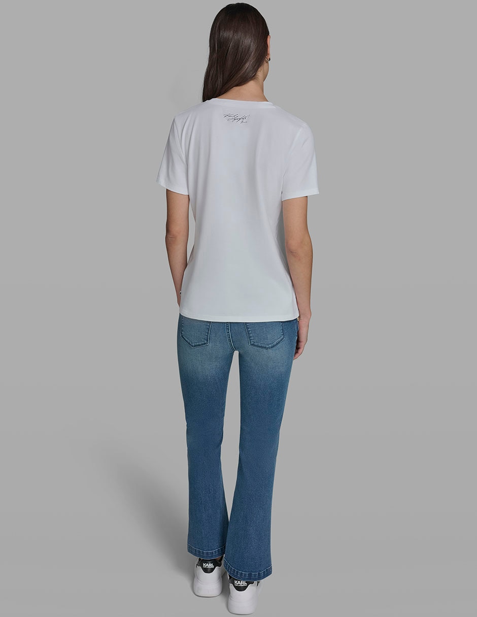 Playera manga corta Karl Lagerfeld Paris cuello redondo para mujer
