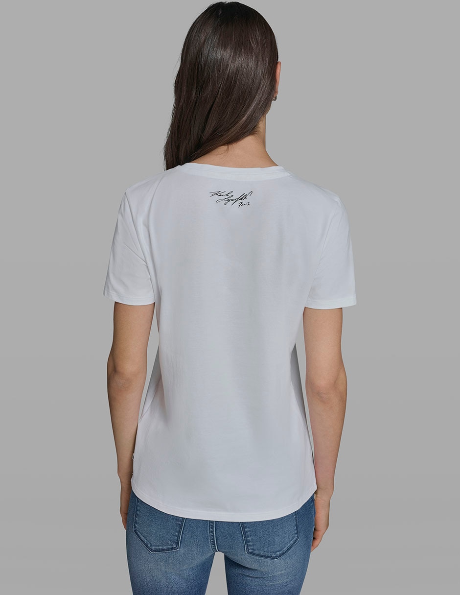 Playera manga corta Karl Lagerfeld Paris cuello redondo para mujer