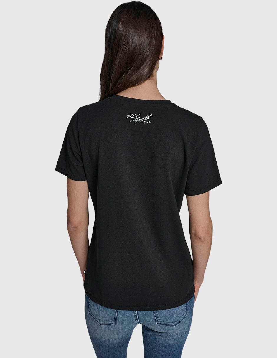 Playera manga corta Karl Lagerfeld Paris cuello redondo para mujer