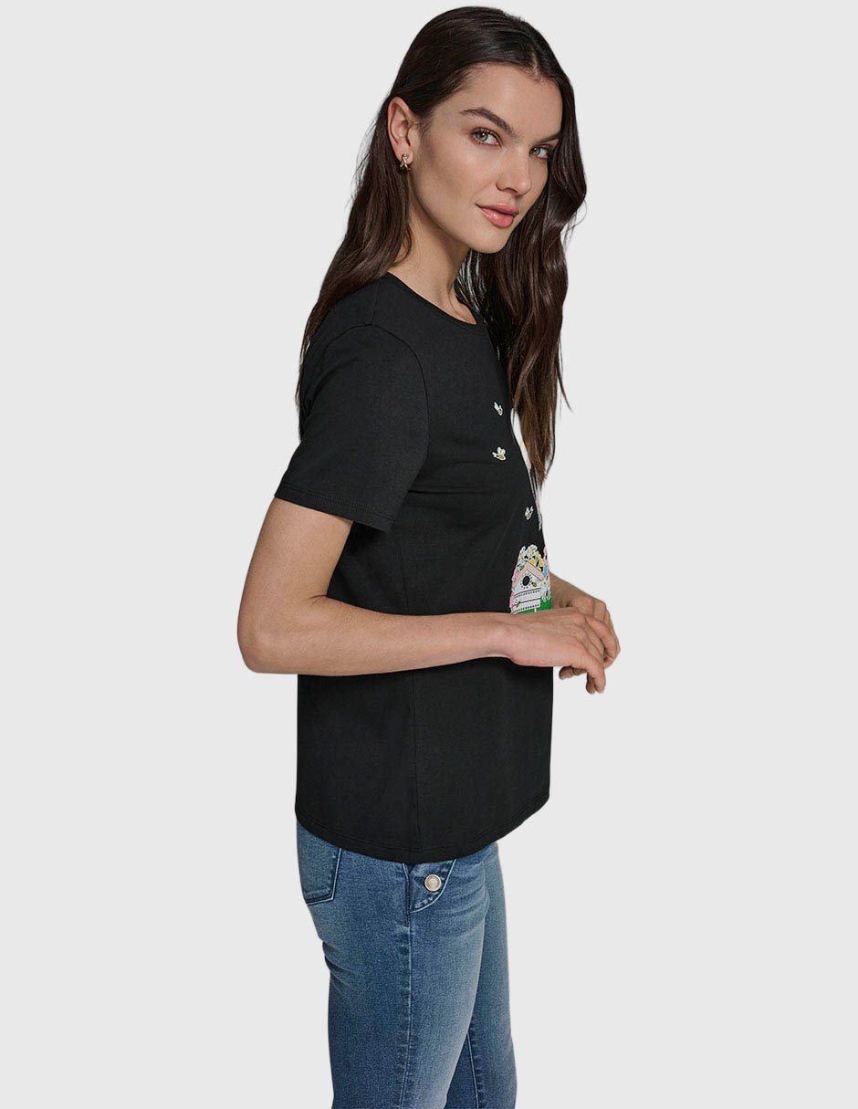 Playera manga corta Karl Lagerfeld Paris cuello redondo para mujer