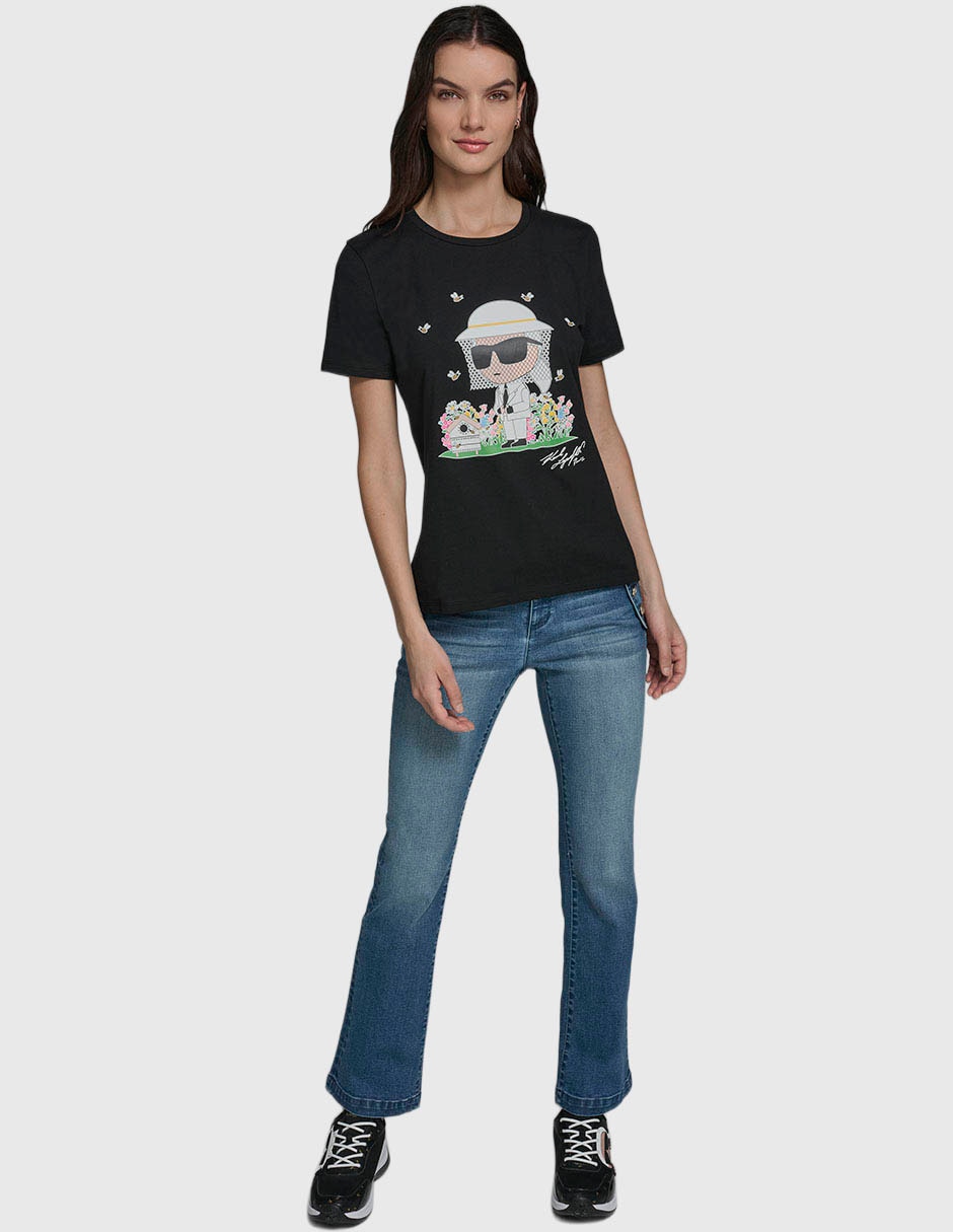 Playera manga corta Karl Lagerfeld Paris cuello redondo para mujer