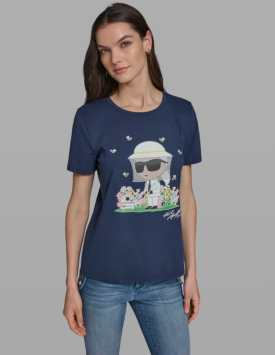Playera manga corta cuello redondo mujer