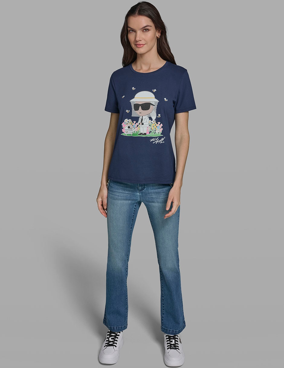 Playera manga corta cuello redondo mujer