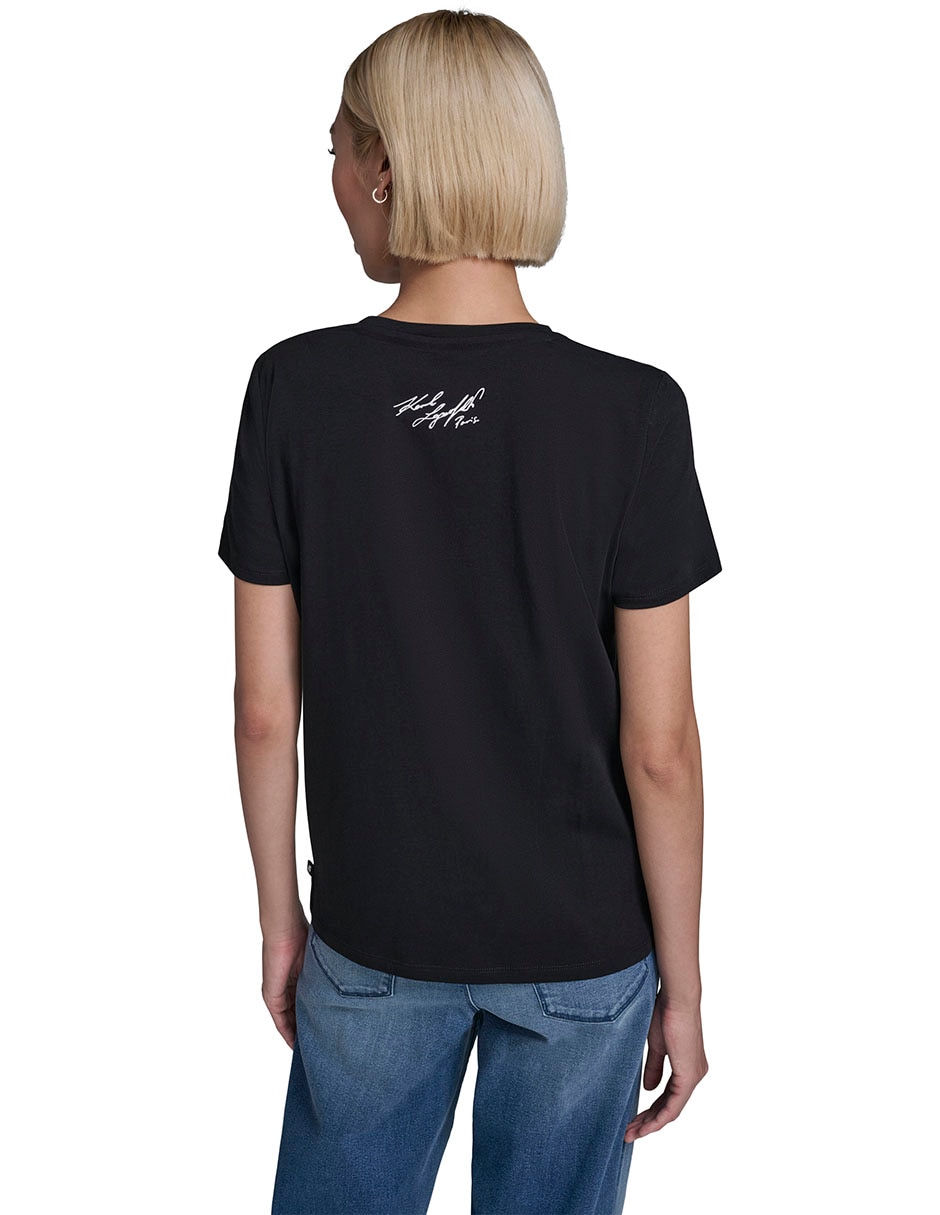 Playera manga corta Karl Lagerfeld Paris cuello redondo para mujer