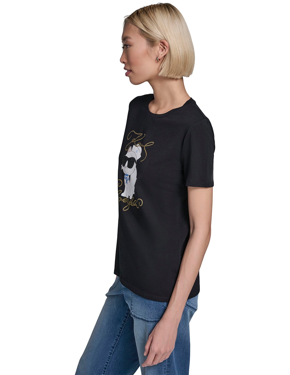 Playera manga corta Karl Lagerfeld Paris cuello redondo para mujer